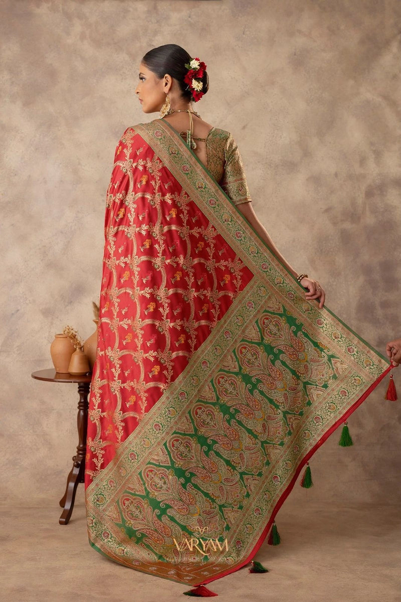 Gadwal Silk Red Saree