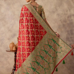 Gadwal Silk Red Saree
