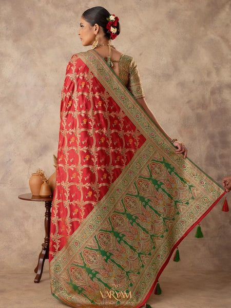 Gadwal Silk Red Saree