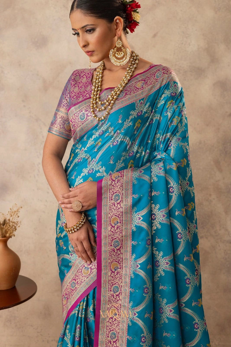 Gadwal Silk Blue Saree