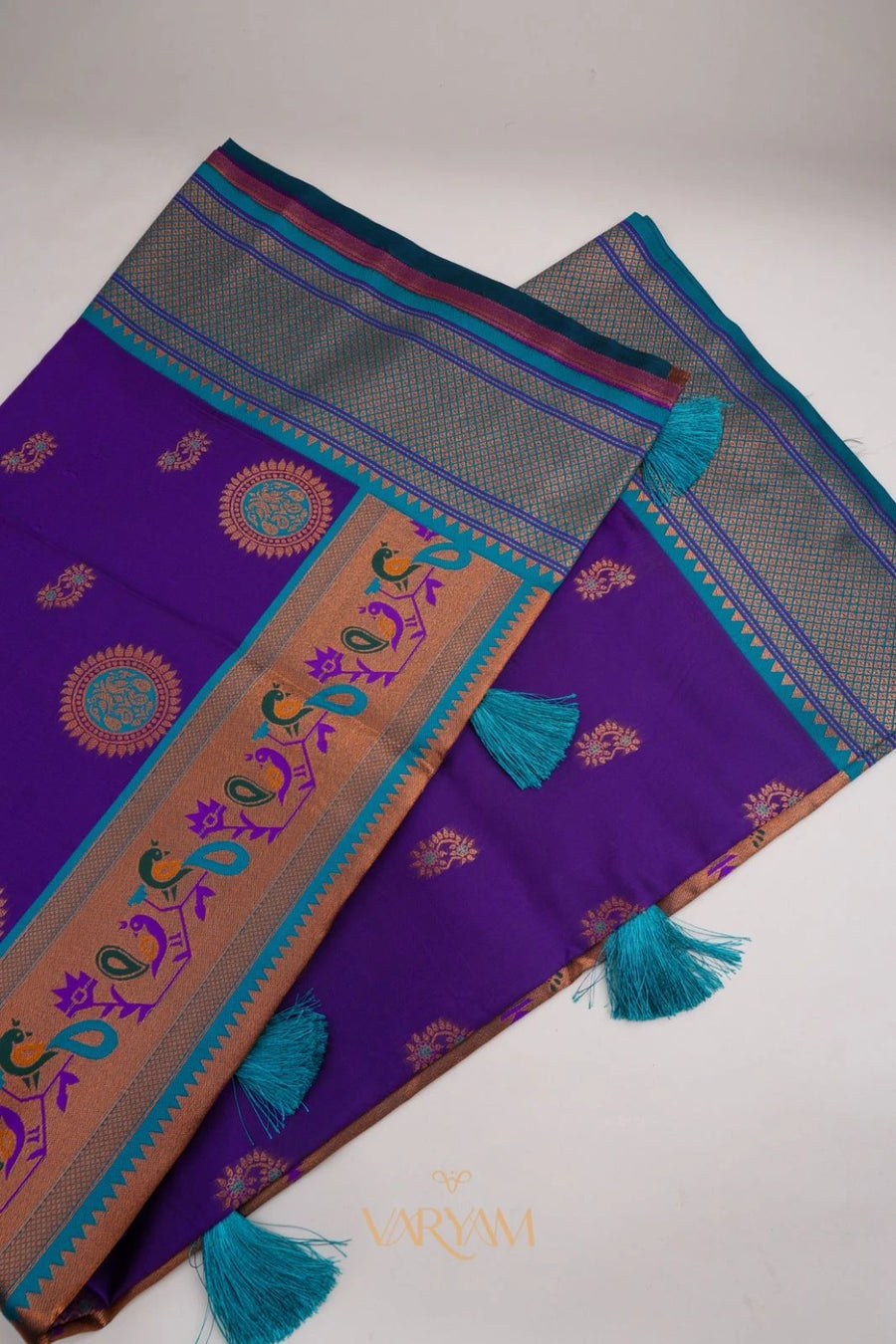 Satrangi Banarsi Purple Soft Silk Zari Saree