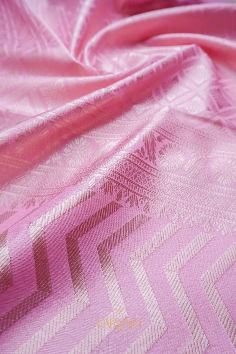 Leeche Cotton Baby Pink Saree