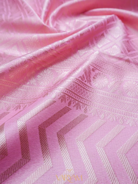Leeche Cotton Baby Pink Saree