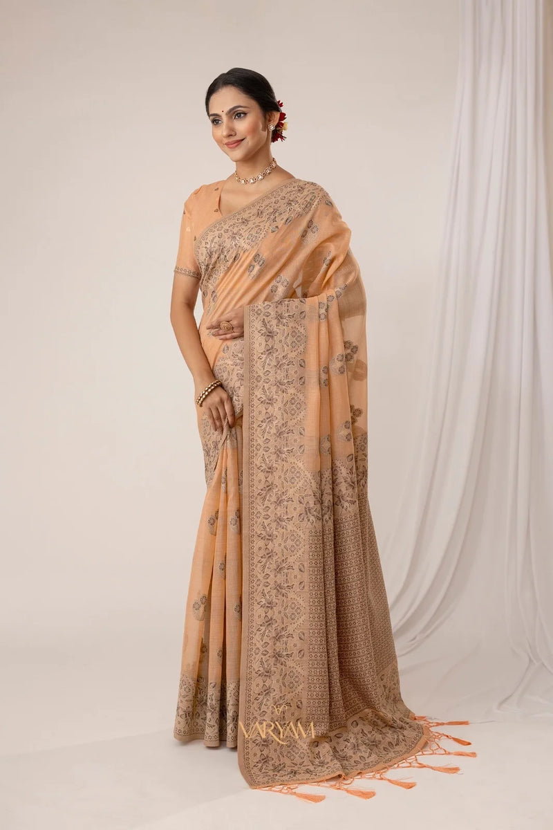 Sindoor Cotton Orange Saree