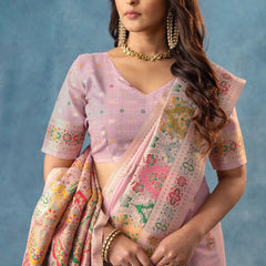 Meenakari Cotton Purple Saree