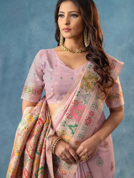 Meenakari Cotton Purple Saree