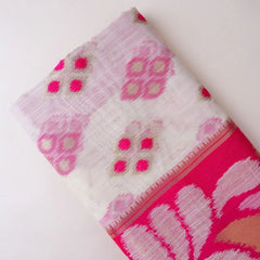 Patola Linen Cream Pink Saree