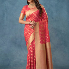 Fiona Silk Coral Red Saree