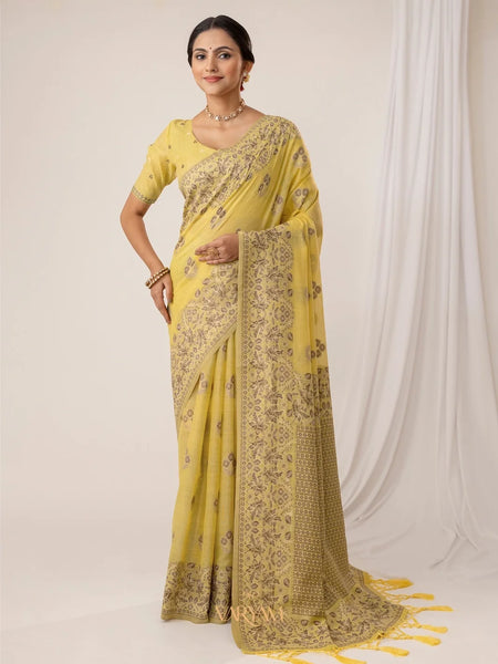 Sindoor Cotton Yellow Saree