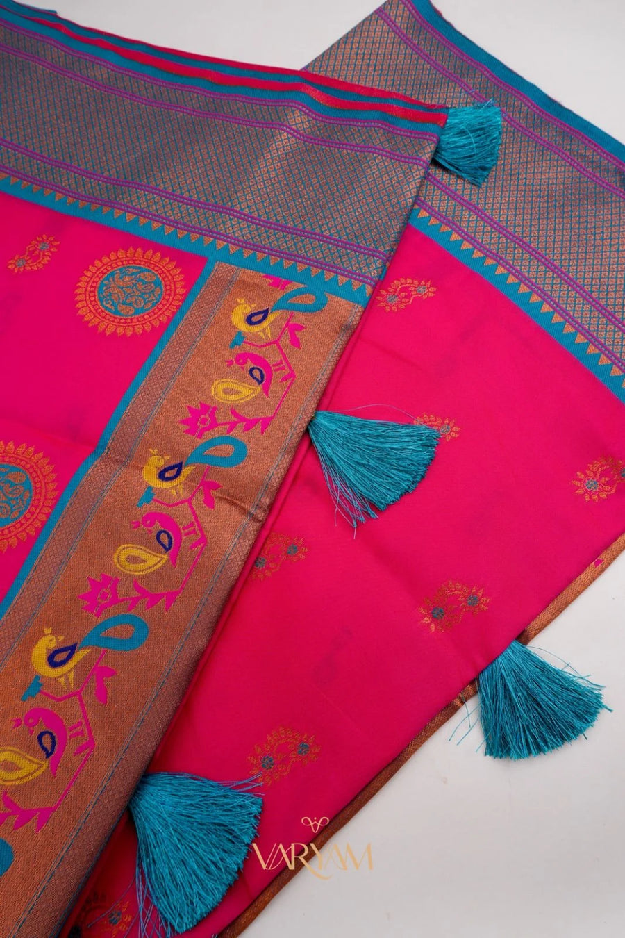 Satrangi Banarsi Pink Soft Silk Zari Saree