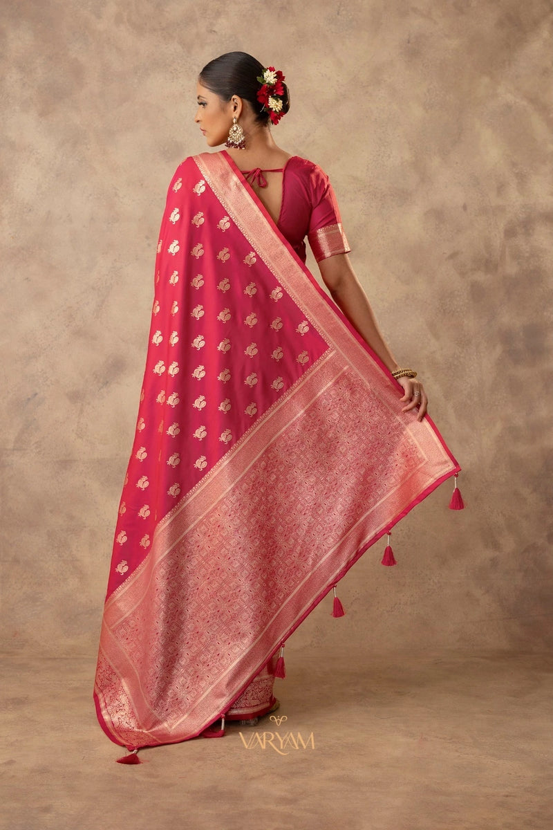 Zari Banarsi Silk Pink Saree