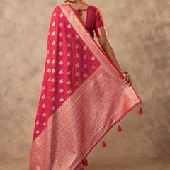 Zari Banarsi Silk Pink Saree
