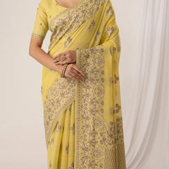 Sindoor Cotton Yellow Saree