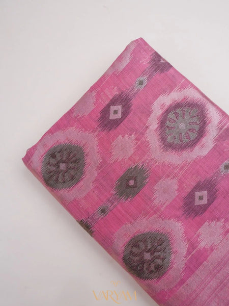 Ikkat Cotton Pink Saree