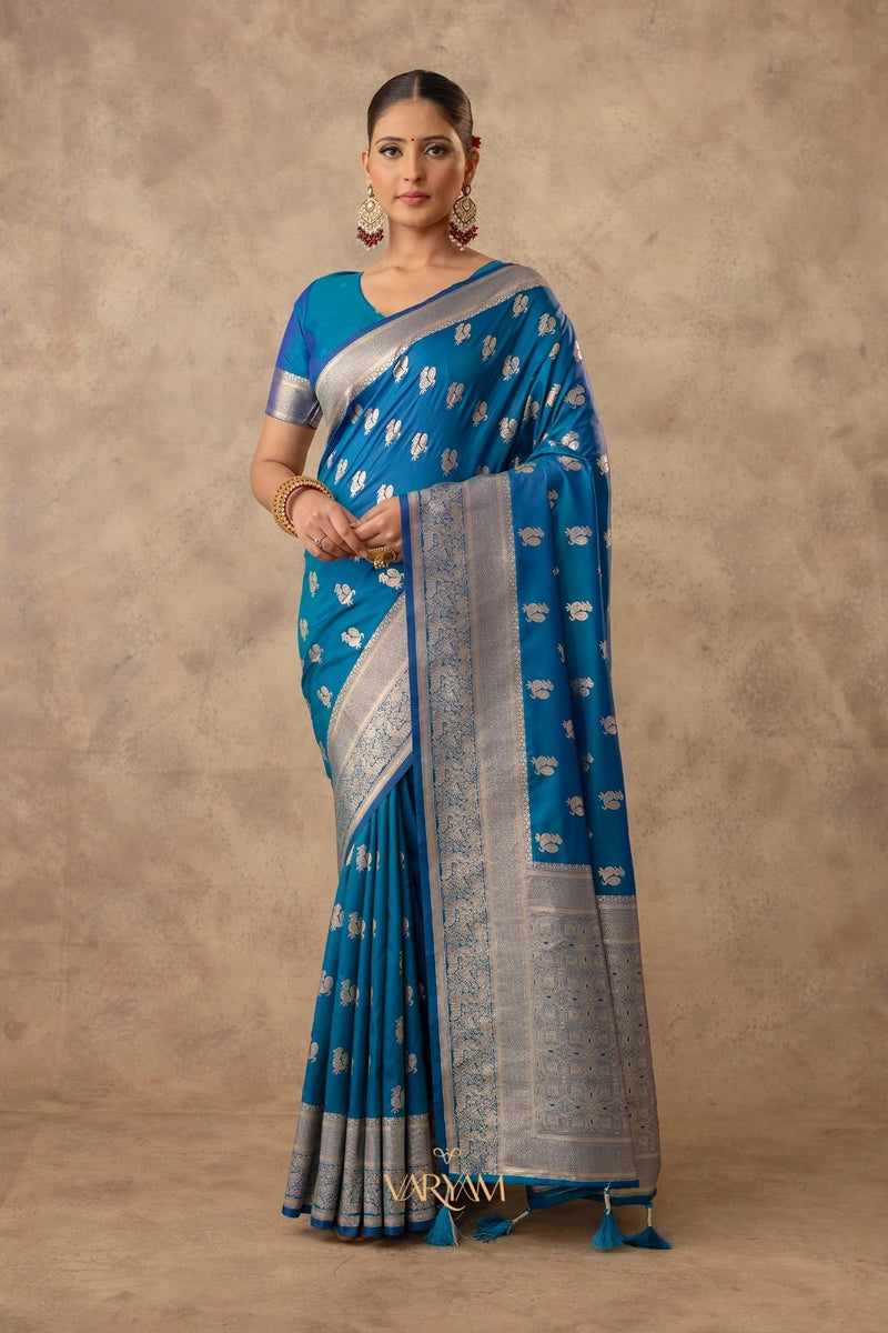 Zari Banarsi Silk Blue Saree