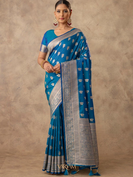 Zari Banarsi Silk Blue Saree