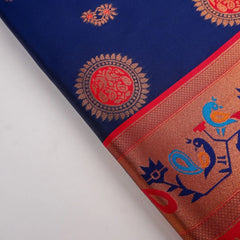 Satrangi Banarsi Dark Blue Soft Silk Zari Saree