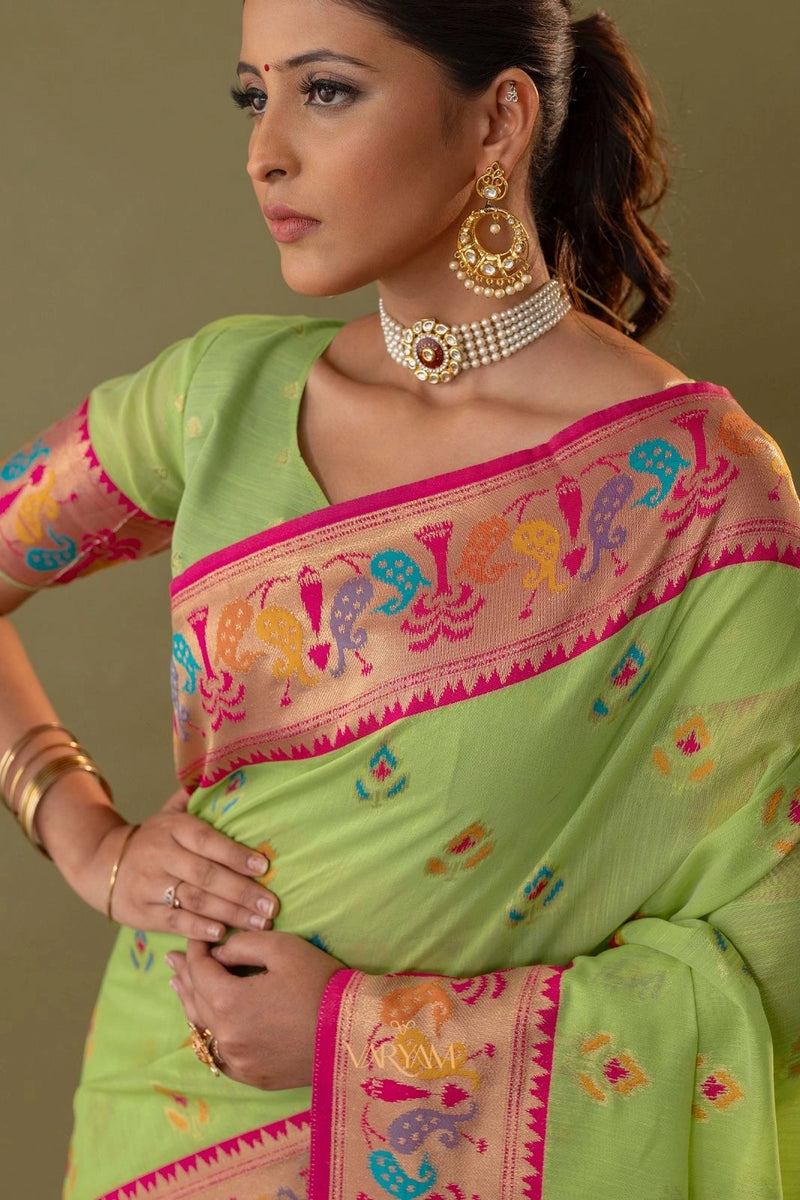 Kalista Linen Green Saree