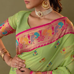 Kalista Linen Green Saree