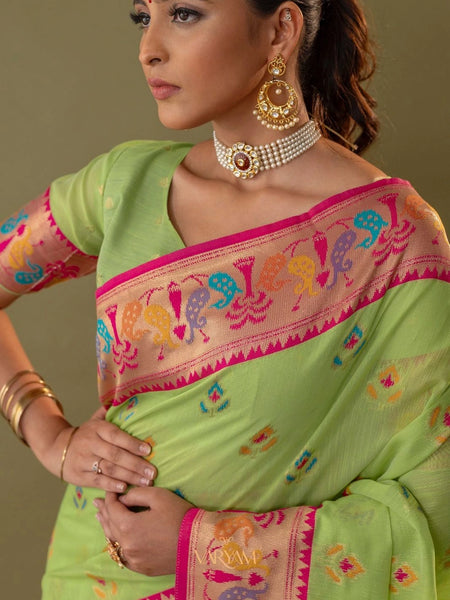 Kalista Linen Green Saree
