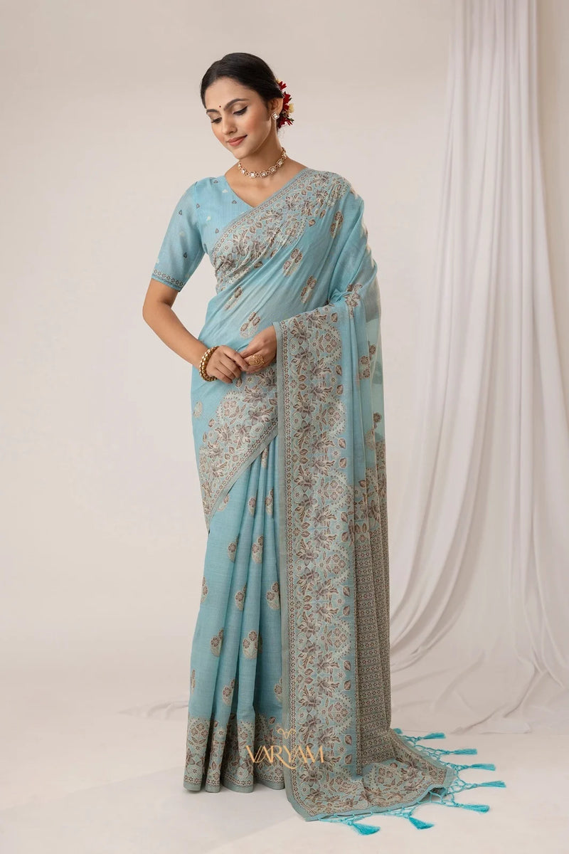 Sindoor Cotton Blue Saree