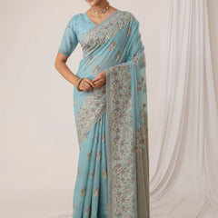 Sindoor Cotton Blue Saree