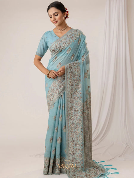 Sindoor Cotton Blue Saree