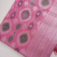 Ikkat Cotton Pink Saree