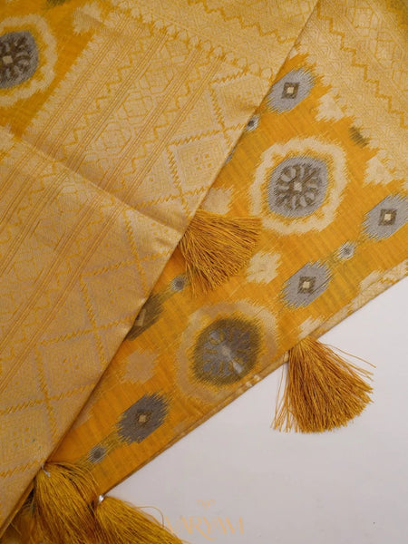 Ikkat Cotton Yellow Saree