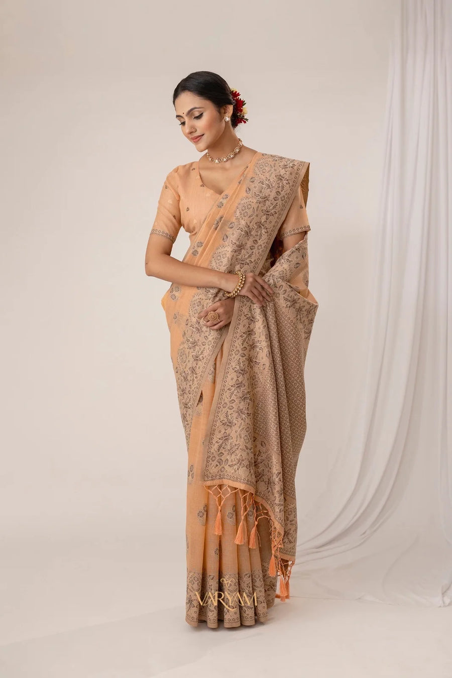 Sindoor Cotton Orange Saree