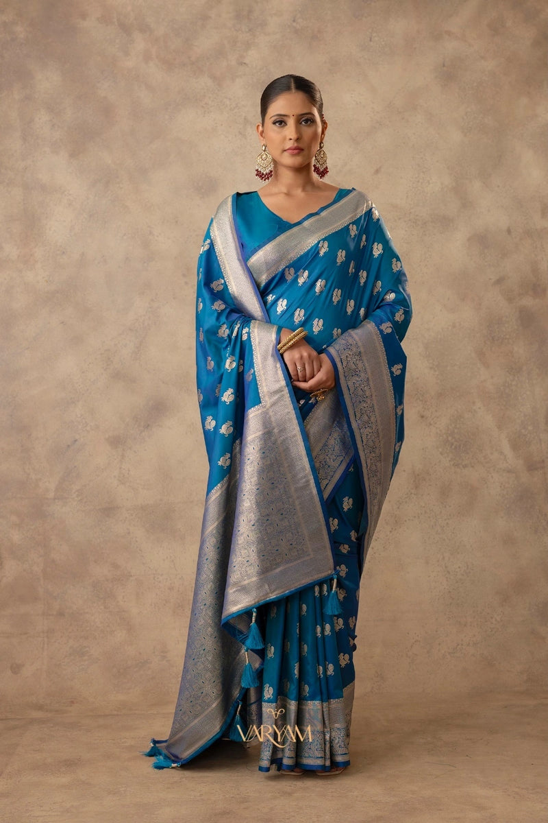 Zari Banarsi Silk Blue Saree