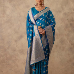 Zari Banarsi Silk Blue Saree