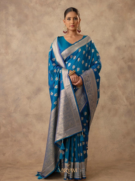 Zari Banarsi Silk Blue Saree