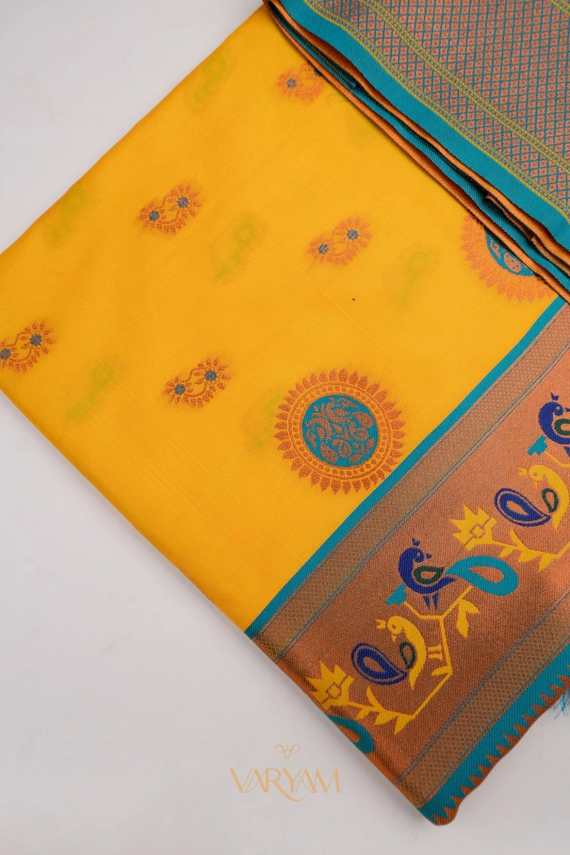 Satrangi Banarsi Yellow Soft Silk Zari Saree