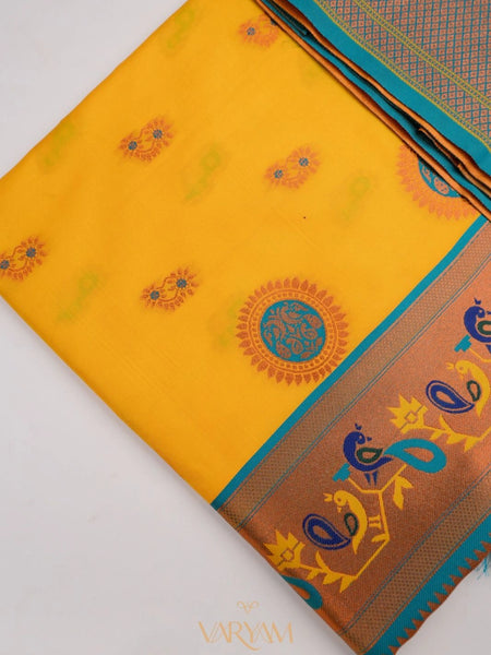 Satrangi Banarsi Yellow Soft Silk Zari Saree
