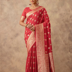 Zari Banarsi Silk Red Saree