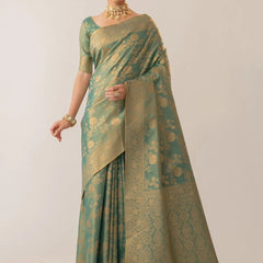 Ivona Silk Teal Saree