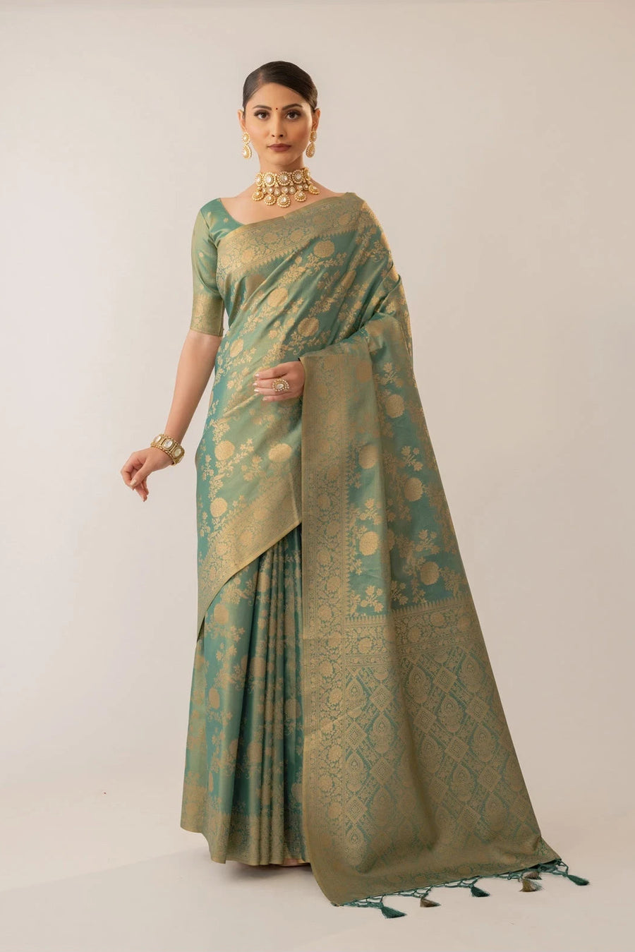 Ivona Silk Teal Saree