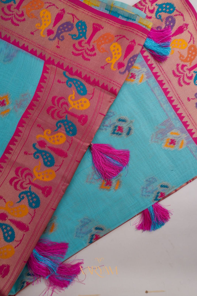 Kalista Linen Blue Saree