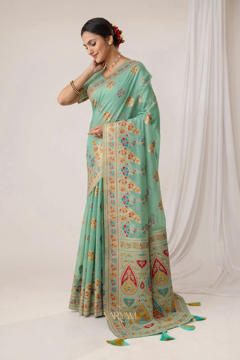 Mandira Cotton Mint Saree