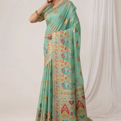 Mandira Cotton Mint Saree