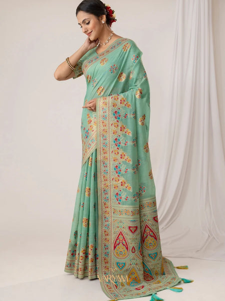 Mandira Cotton Mint Saree