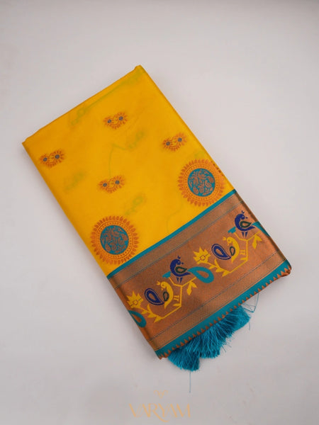 Satrangi Banarsi Yellow Soft Silk Zari Saree