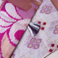 Patola Linen Cream Purple Saree