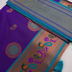 Satrangi Banarsi Purple Soft Silk Zari Saree