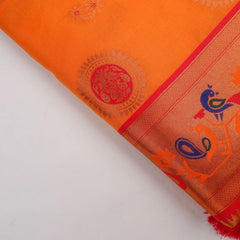 Satrangi Banarsi Orange Soft Silk Zari Saree