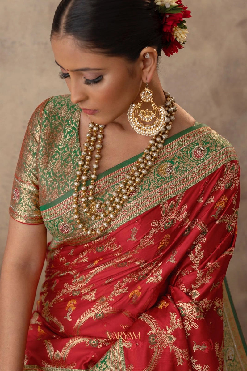 Gadwal Silk Red Saree