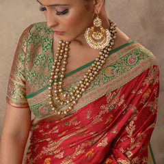 Gadwal Silk Red Saree