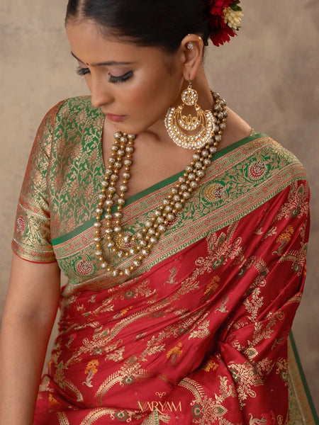 Gadwal Silk Red Saree