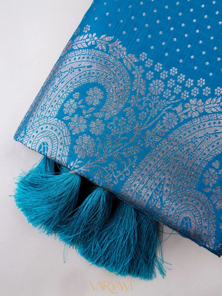 Zari Banarsi Silk Blue Saree